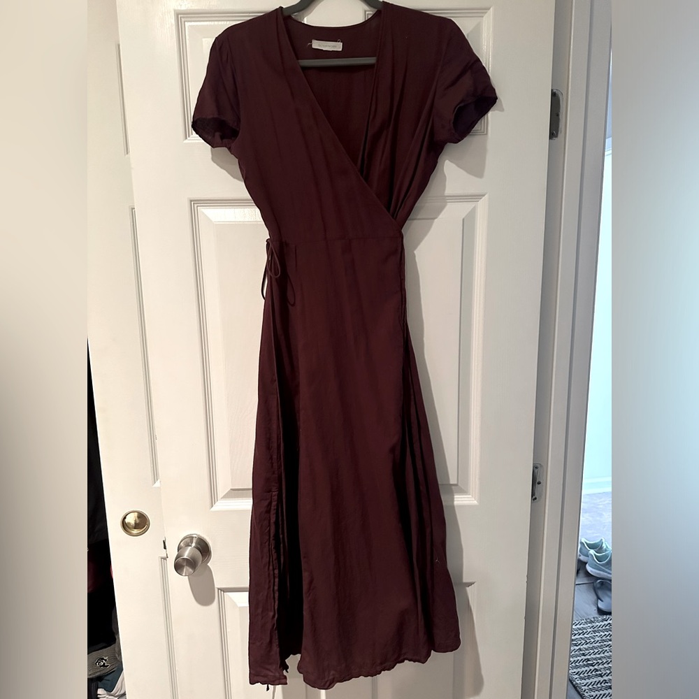 Outerknown, midi wrap dress, medium